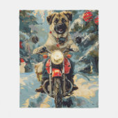 Anatolische Herder Hond Rijden Motorfiets Kerstmis Fleece Deken (Voorkant)