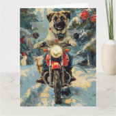 Anatolische Herder Hond Rijden Motorfiets Kerstmis Kaart (Voorkant)