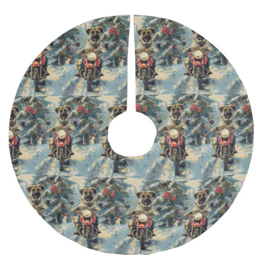 Anatolische Herder Hond Rijden Motorfiets Kerstmis Kerstboom Rok (Voorkant)