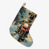 Anatolische Herder Hond Rijden Motorfiets Kerstmis Kleine Kerstsok (Voorkant (Hangend))