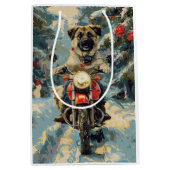 Anatolische Herder Hond Rijden Motorfiets Kerstmis Medium Cadeauzakje (Voorkant)