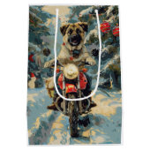 Anatolische Herder Hond Rijden Motorfiets Kerstmis Medium Cadeauzakje (Achterkant)