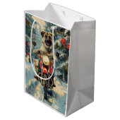 Anatolische Herder Hond Rijden Motorfiets Kerstmis Medium Cadeauzakje (Achterkant Gekanteld)