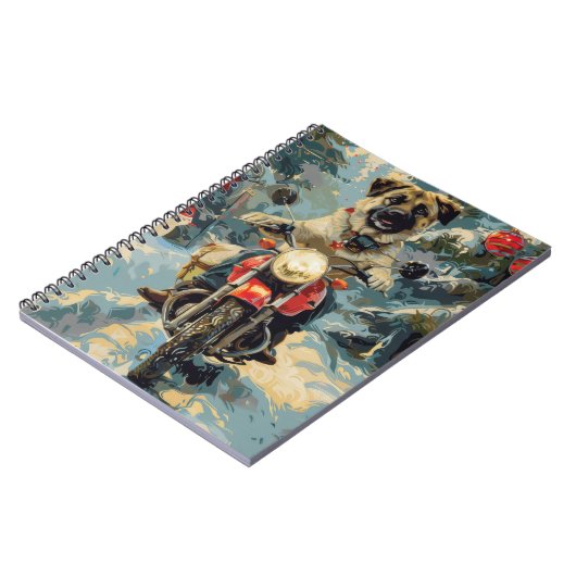 Anatolische Herder Hond Rijden Motorfiets Kerstmis Notitieboek (Linkerzijde)