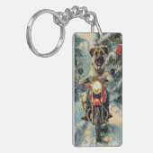 Anatolische Herder Hond Rijden Motorfiets Kerstmis Sleutelhanger (Voorkant Links)