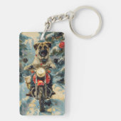 Anatolische Herder Hond Rijden Motorfiets Kerstmis Sleutelhanger (achterkant)