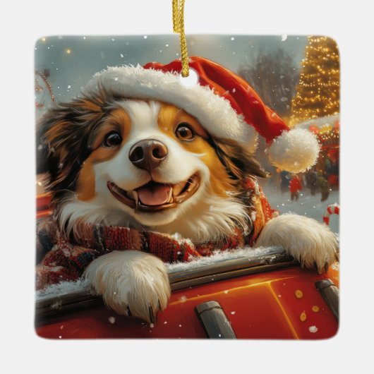 Anatolische Herder Hond Roller Onderzetter Kerst Keramisch Ornament (Voorkant)