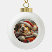 Anatolische Herder Hond Roller Onderzetter Kerst Keramische Bal Ornament (Voorkant)