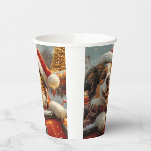 Anatolische Herder Hond Roller Onderzetter Kerst Papieren Bekers (Links)