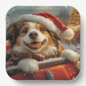 Anatolische Herder Hond Roller Onderzetter Kerst Papieren Bordje (Voorkant)