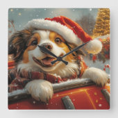 Anatolische Herder Hond Roller Onderzetter Kerst Vierkante Klok (Voorkant)