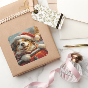 Anatolische Herder Hond Roller Onderzetter Kerst Vierkante Sticker