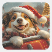 Anatolische Herder Hond Roller Onderzetter Kerst Vierkante Sticker (Voorkant)