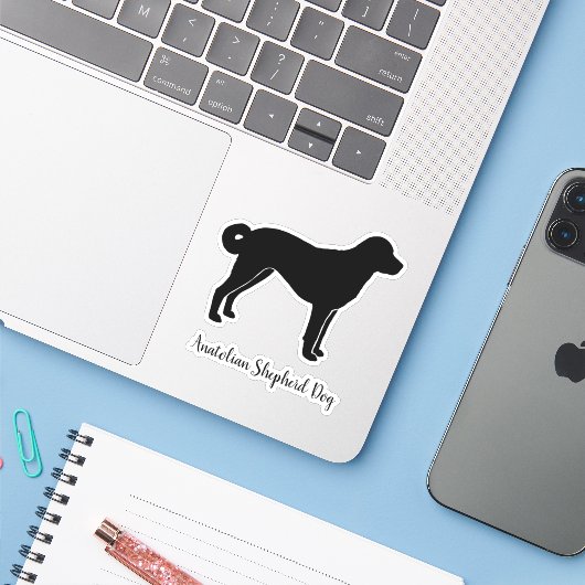 Anatolische Herder Hond Silhouet Cool Canine Sticker (Laptop met iPhone)