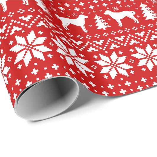 Anatolische Herder Hond Silhouetten Kerstmis Cadeaupapier (Rol Hoek)