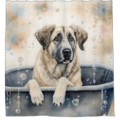 Anatolische herder in bad Waterverf hondenkunst Douchegordijn (Voorkant)