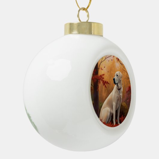 Anatolische herder in de herfst laat Herfst inspir Keramische Bal Ornament (Links)