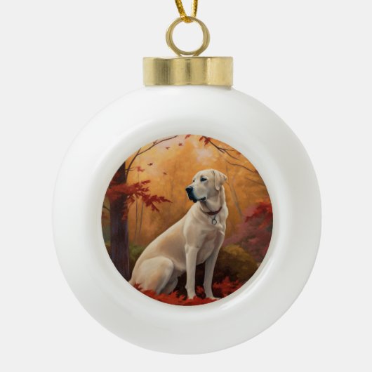 Anatolische herder in de herfst laat Herfst inspir Keramische Bal Ornament (Voorkant)