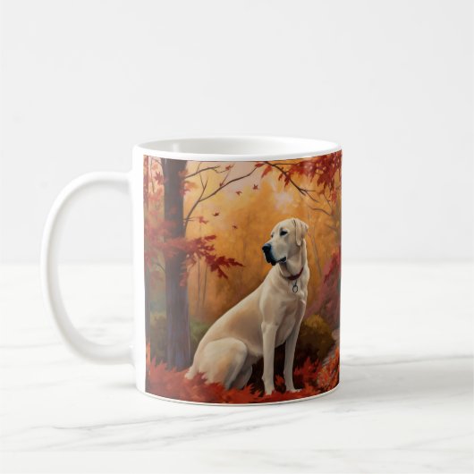 Anatolische herder in de herfst laat Herfst inspir Koffiemok (Links)