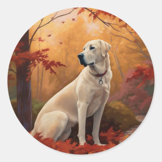 Anatolische herder in de herfst laat Herfst inspir Ronde Sticker (Voorkant)