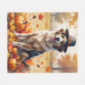 Anatolische herder in de herfst verlaat Thanksgivi Fleece Deken (Voorkant (Horizontaal))