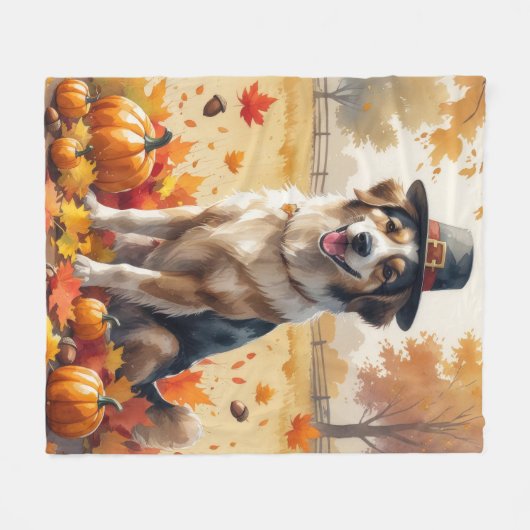 Anatolische herder in de herfst verlaat Thanksgivi Fleece Deken (Voorkant (Horizontaal))
