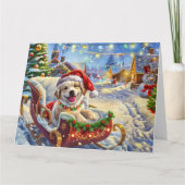 Anatolische herder in Sleigh Snow Kerstmis Kaart (Voorkant)