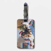 Anatolische herder Kerstfeest Sneeuw Bagagelabel (Achterkant verticaal)