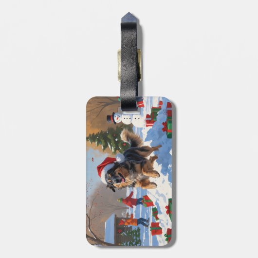 Anatolische herder Kerstfeest Sneeuw Bagagelabel (Achterkant verticaal)