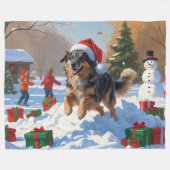 Anatolische herder Kerstfeest Sneeuw Fleece Deken (Voorkant (Horizontaal))