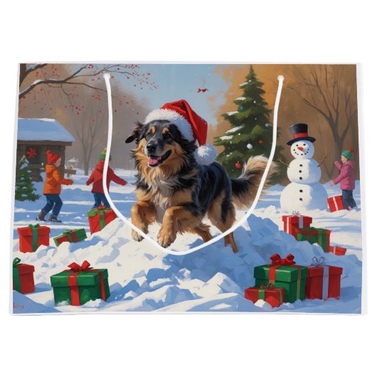 Anatolische herder Kerstfeest Sneeuw Groot Cadeauzakje (Voorkant)