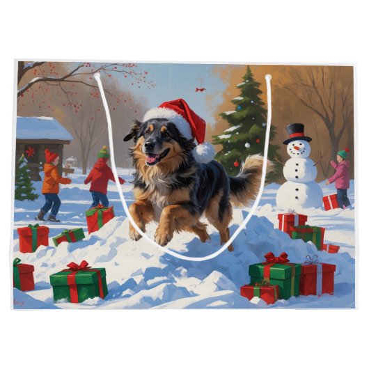 Anatolische herder Kerstfeest Sneeuw Groot Cadeauzakje (Achterkant)