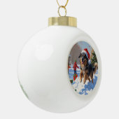 Anatolische herder Kerstfeest Sneeuw Keramische Bal Ornament (Links)