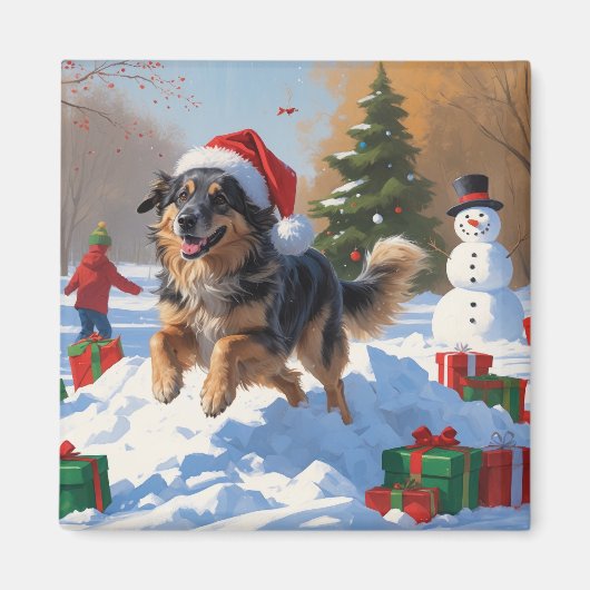 Anatolische herder Kerstfeest Sneeuw Magneet (Voorkant)