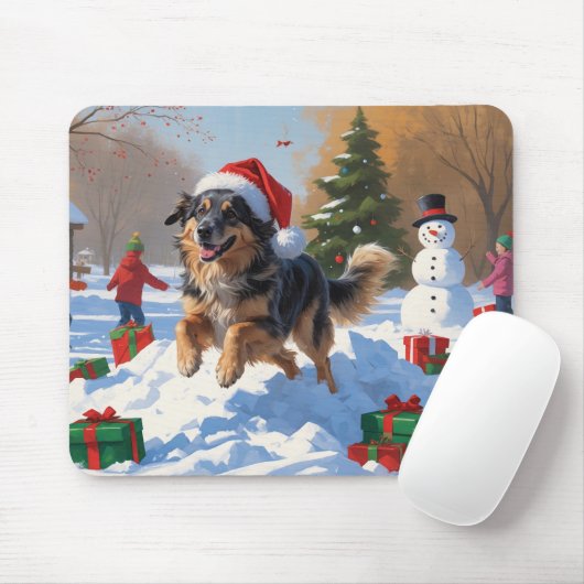 Anatolische herder Kerstfeest Sneeuw Muismat (Met muis)