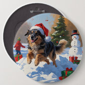 Anatolische herder Kerstfeest Sneeuw Ronde Button 6,0 Cm (Voorkant /achterkant)