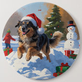 Anatolische herder Kerstfeest Sneeuw Ronde Button 6,0 Cm (Voorkant)