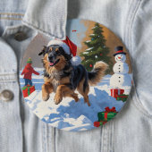 Anatolische herder Kerstfeest Sneeuw Ronde Button 6,0 Cm (In situ)