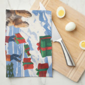 Anatolische herder Kerstfeest Sneeuw Theedoek (Quarter Fold)