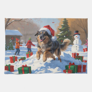 Anatolische herder Kerstfeest Sneeuw Theedoek