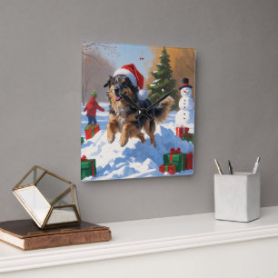 Anatolische herder Kerstfeest Sneeuw Vierkante Klok