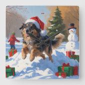 Anatolische herder Kerstfeest Sneeuw Vierkante Klok (Voorkant)