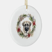 Anatolische Herder Kerstkrans Feestelijke Pup Keramisch Ornament (Rechts)