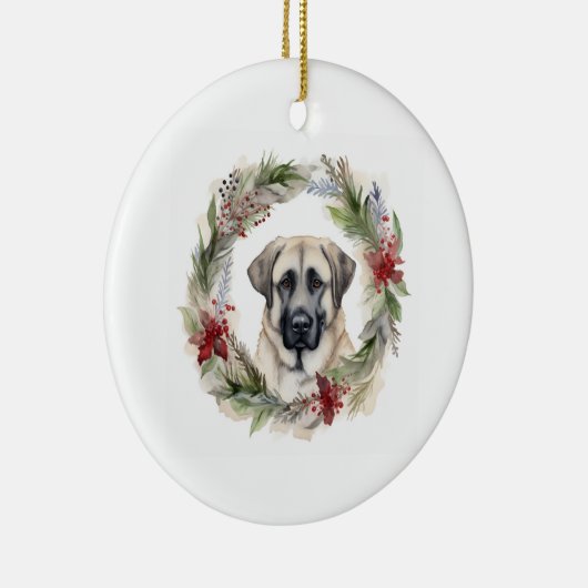 Anatolische Herder Kerstkrans Feestelijke Pup Keramisch Ornament (Rechts)