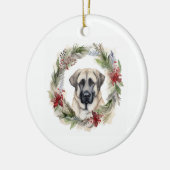 Anatolische Herder Kerstkrans Feestelijke Pup Keramisch Ornament (Links)