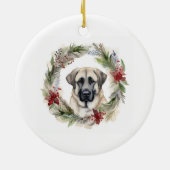 Anatolische Herder Kerstkrans Feestelijke Pup Keramisch Ornament (Achterkant)