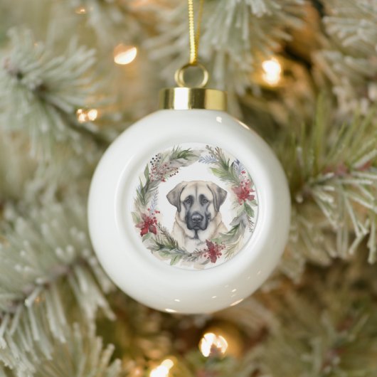 Anatolische Herder Kerstkrans Feestelijke Pup Keramische Bal Ornament (Boom)