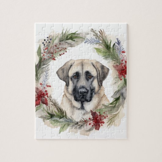 Anatolische Herder Kerstkrans Feestelijke Pup Legpuzzel (Verticaal)