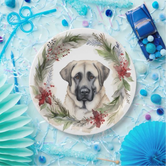 Anatolische Herder Kerstkrans Feestelijke Pup Papieren Bordje (Feest)