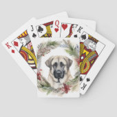 Anatolische Herder Kerstkrans Feestelijke Pup Pokerkaarten (Achterkant)
